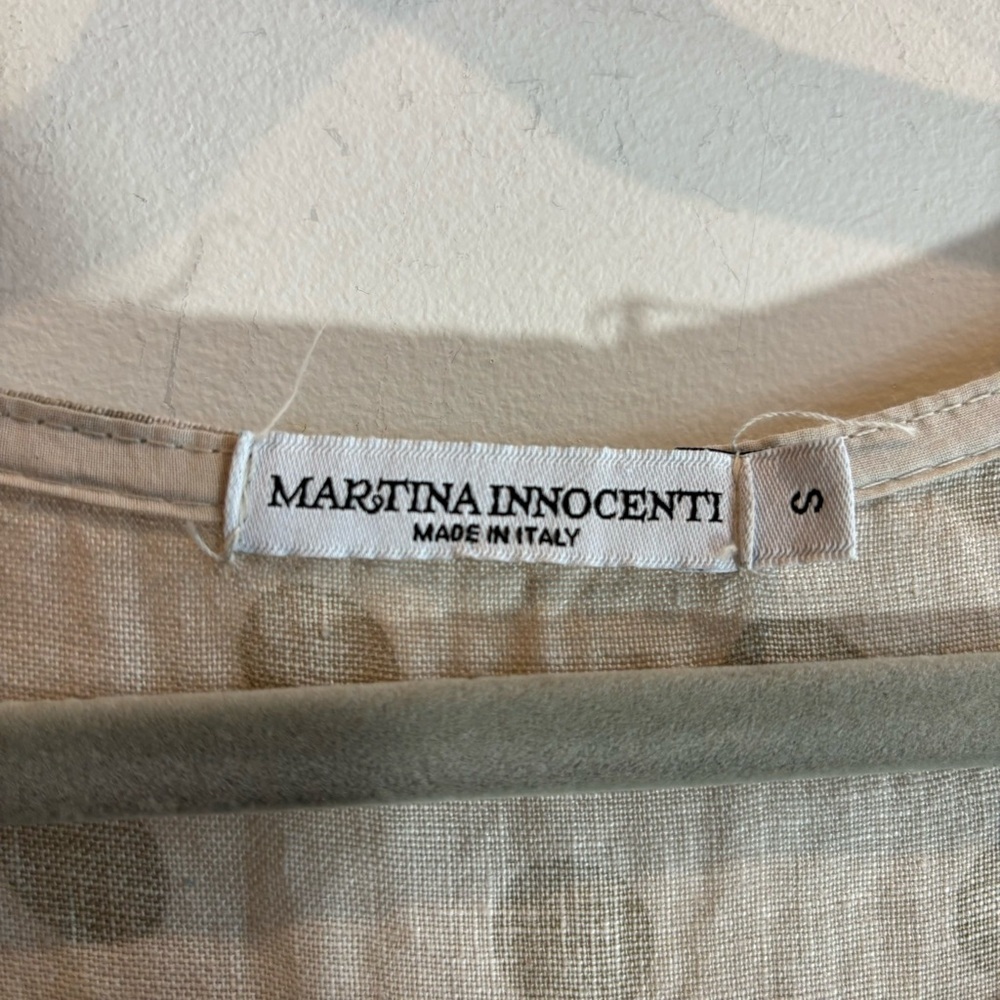 MARTINA INNOCENTI Sz S Oversized Tiered Polka Dots Made in Italy Linen Dress - Picture 4 of 8